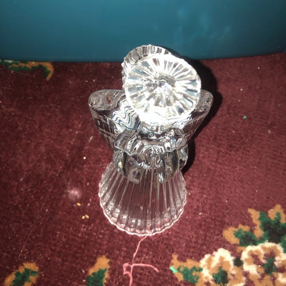 Elegant Clear crystal angel candleholder, wings,halo, hands togeather . Preloved - Picture 5 of 7